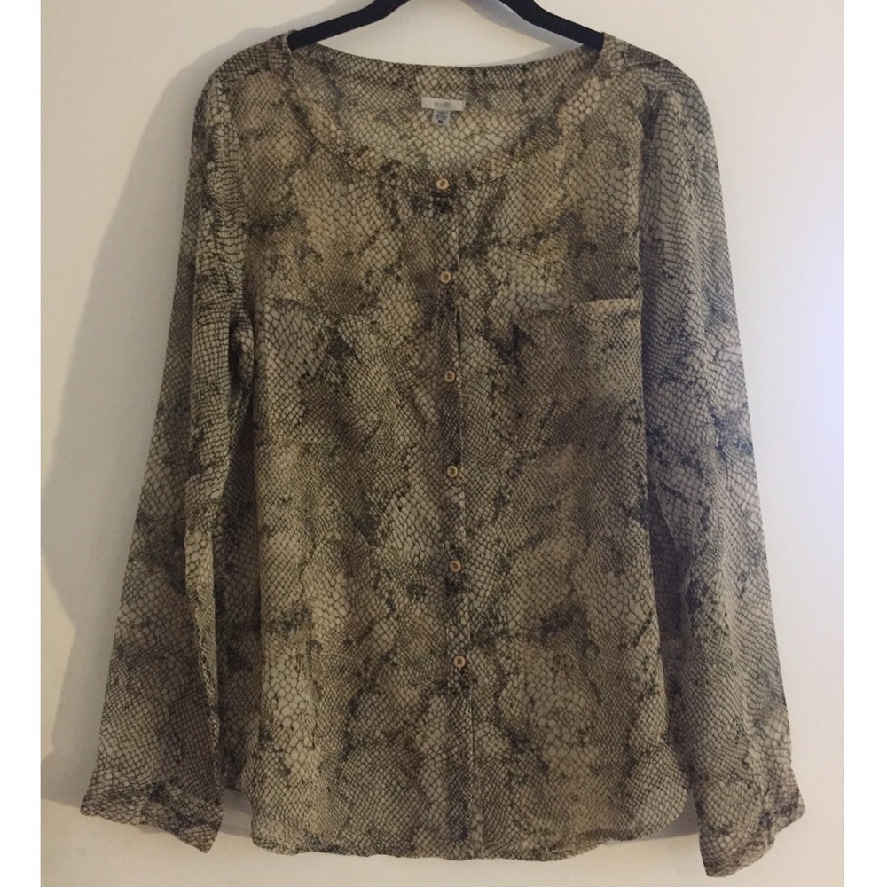 Snake print button up blouse