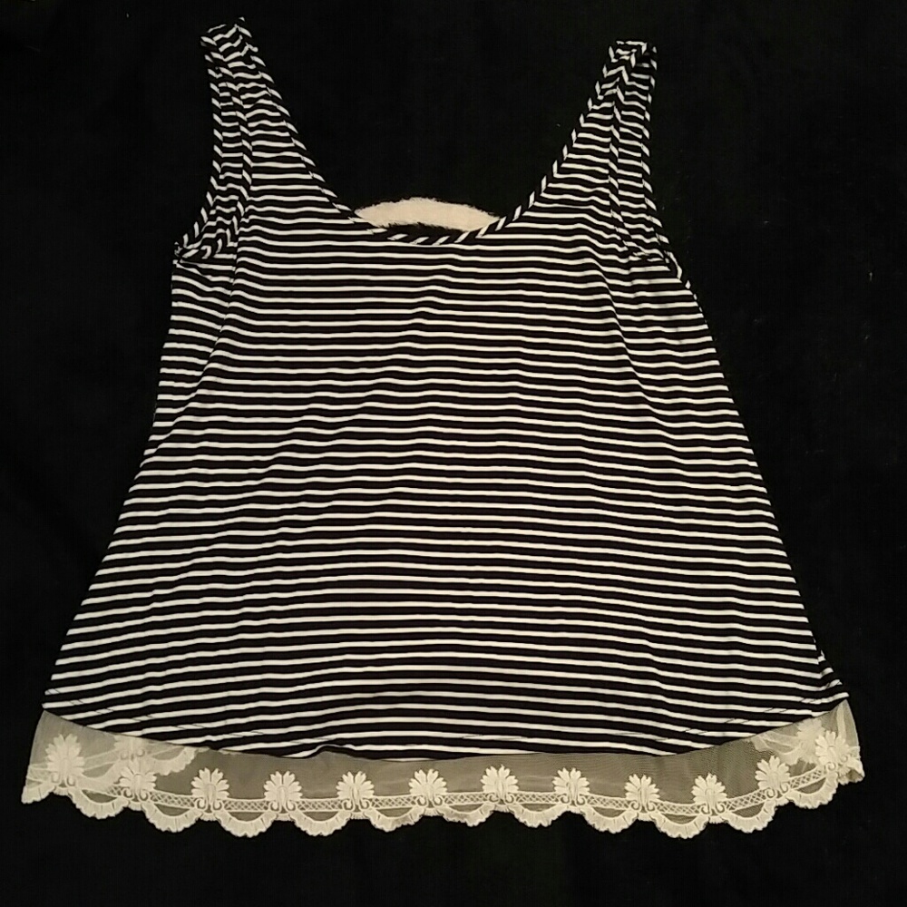 Adorable soft lace and stripe top