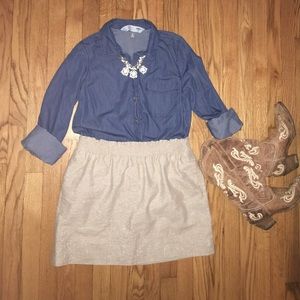 J. Crew Skirt Tan With Gold Thread Accent