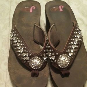Justin rhinestone wedges....