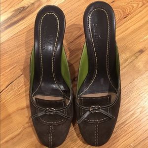 Cole Hann Roslyn.mule dark chocolate suede shoes