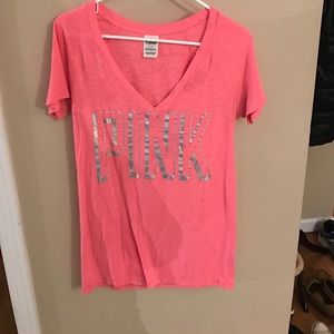 Pink v- neck tee