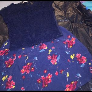 Hollister skirt and laced top