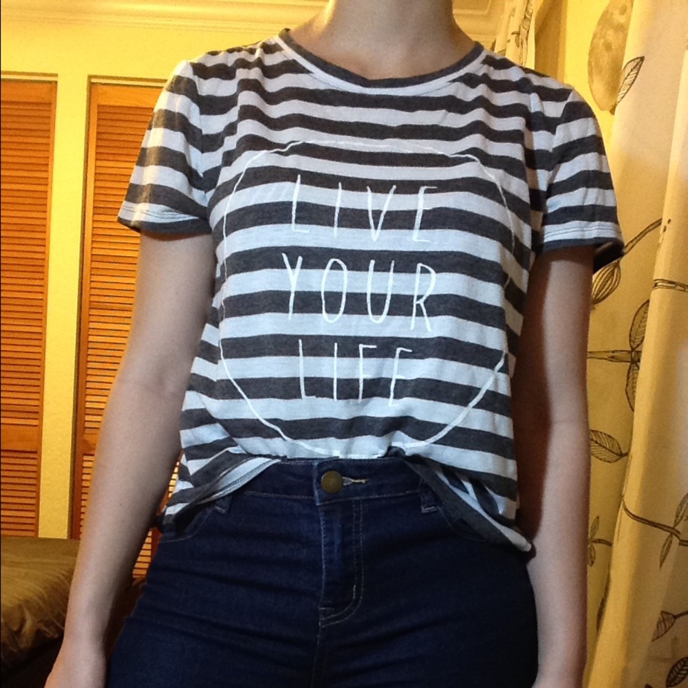 live your life striped tee