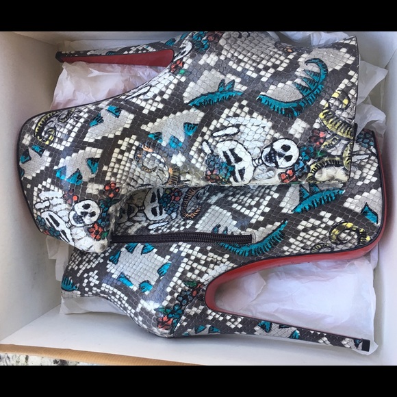 CHRISTIAN LOUBOUTIN Python Skull Booties 38.5 - Picture 2 of 7