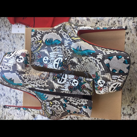 CHRISTIAN LOUBOUTIN Python Skull Booties 38.5 - Picture 5 of 7