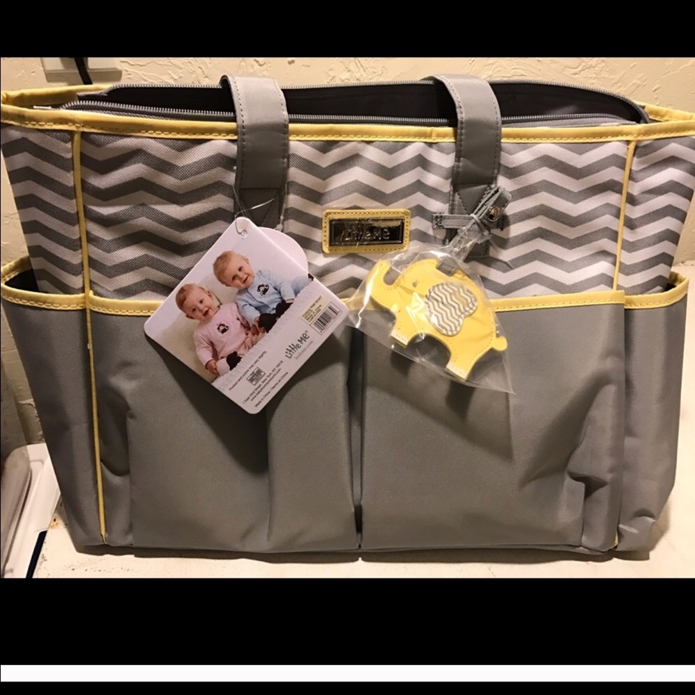 Little me Yellow and gray diaper bag