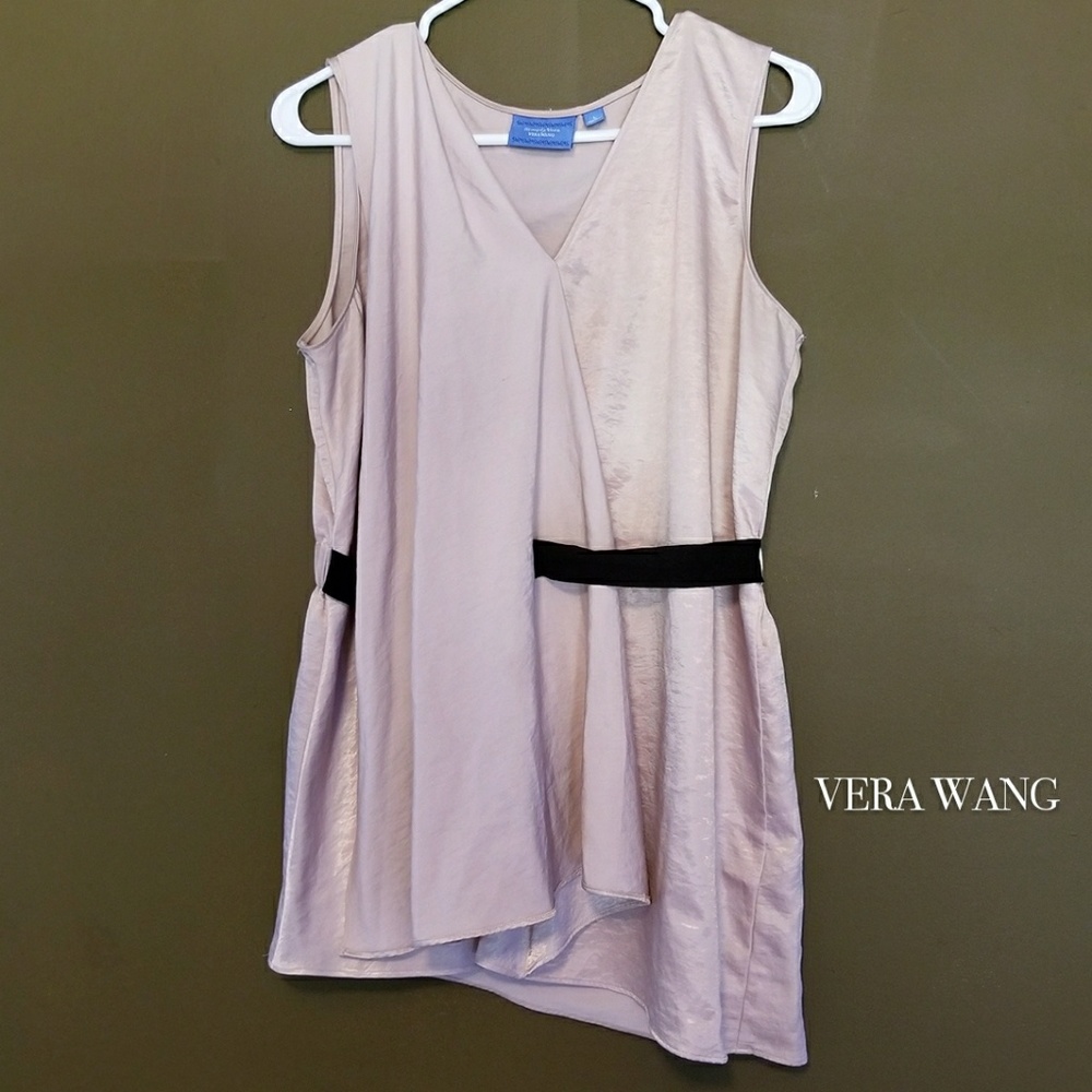 Vera Wang Silk Pink Beige Belted Tunic Top
