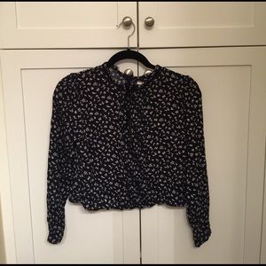 Navy Floral Blouse