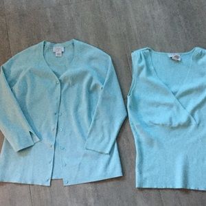 Eggshell blue Anne Taylor cardigan set