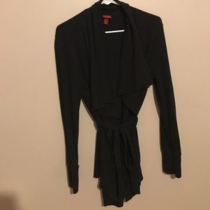 "waffle" material black open sweater