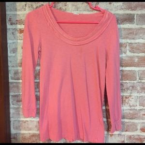 Three quarter length peach J Crew top