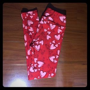 LuLaRoe Pink & Red Heart Valentine's Day Leggings