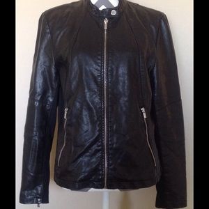 Wilsons Leather Black Rivet Moto Zipper Jacket