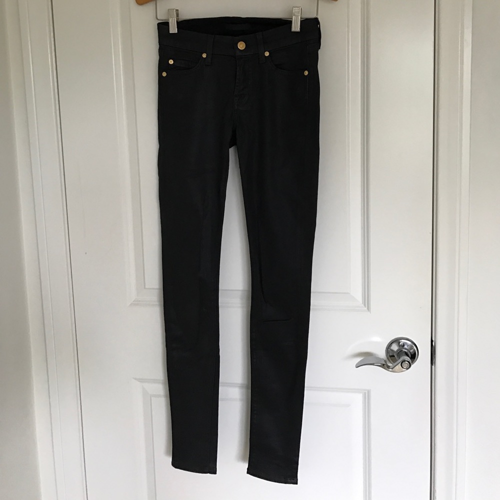 7FAM black coated skinny jeans. Sz. 24