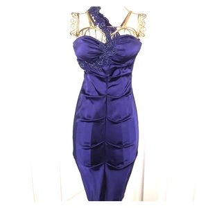 Cache navy blue dress with beaded strap