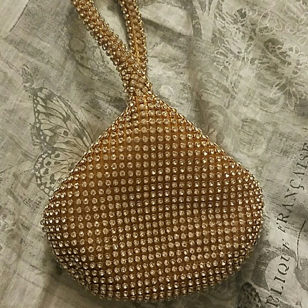 Little gold with rhinestones evening dress clutch