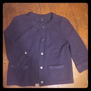 ANN TAYLOR Purple Merino Wool Cardigan Blazer S