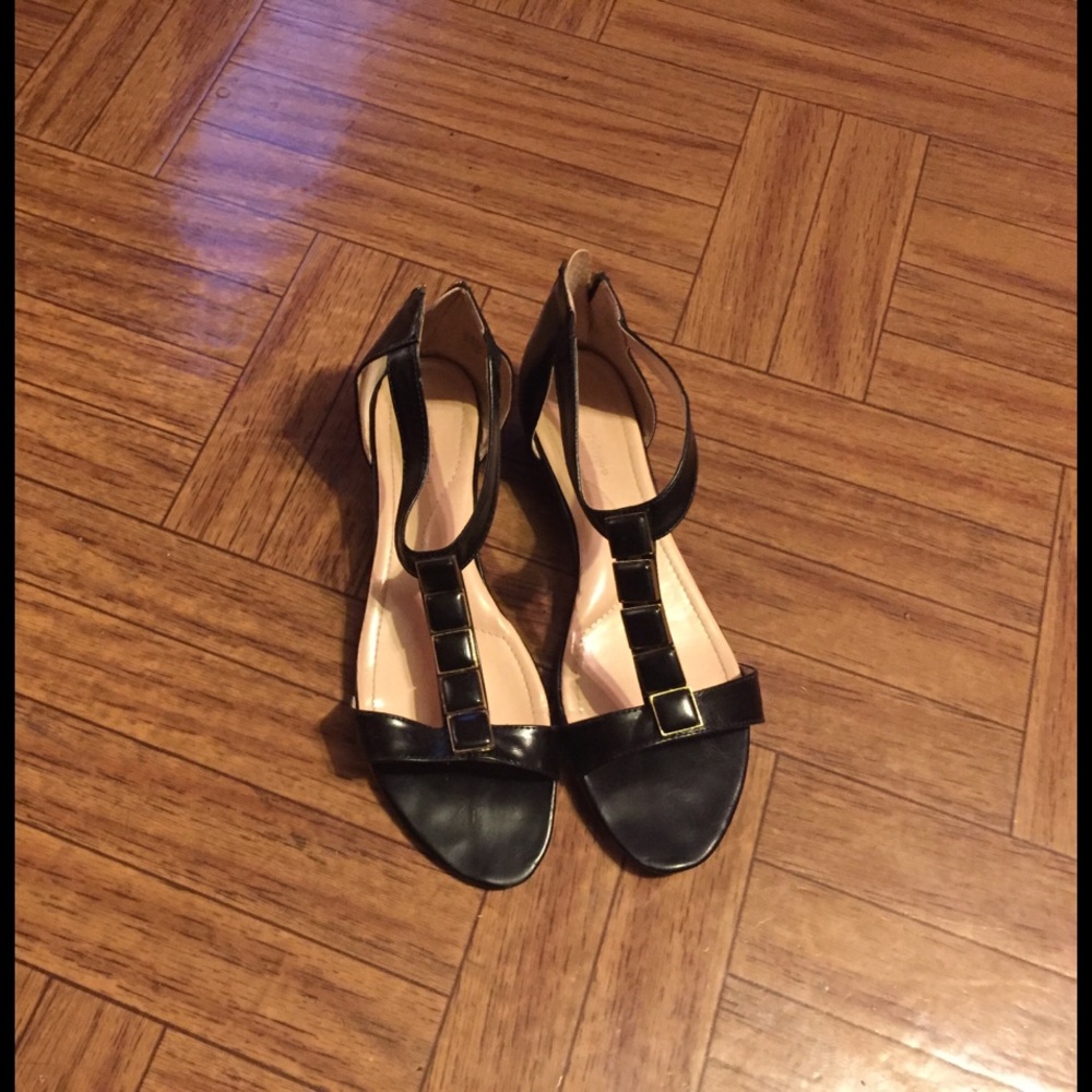 Sandals, black, size 12, wedge heel