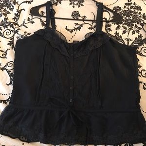Sexy lacy waist draw string blouse