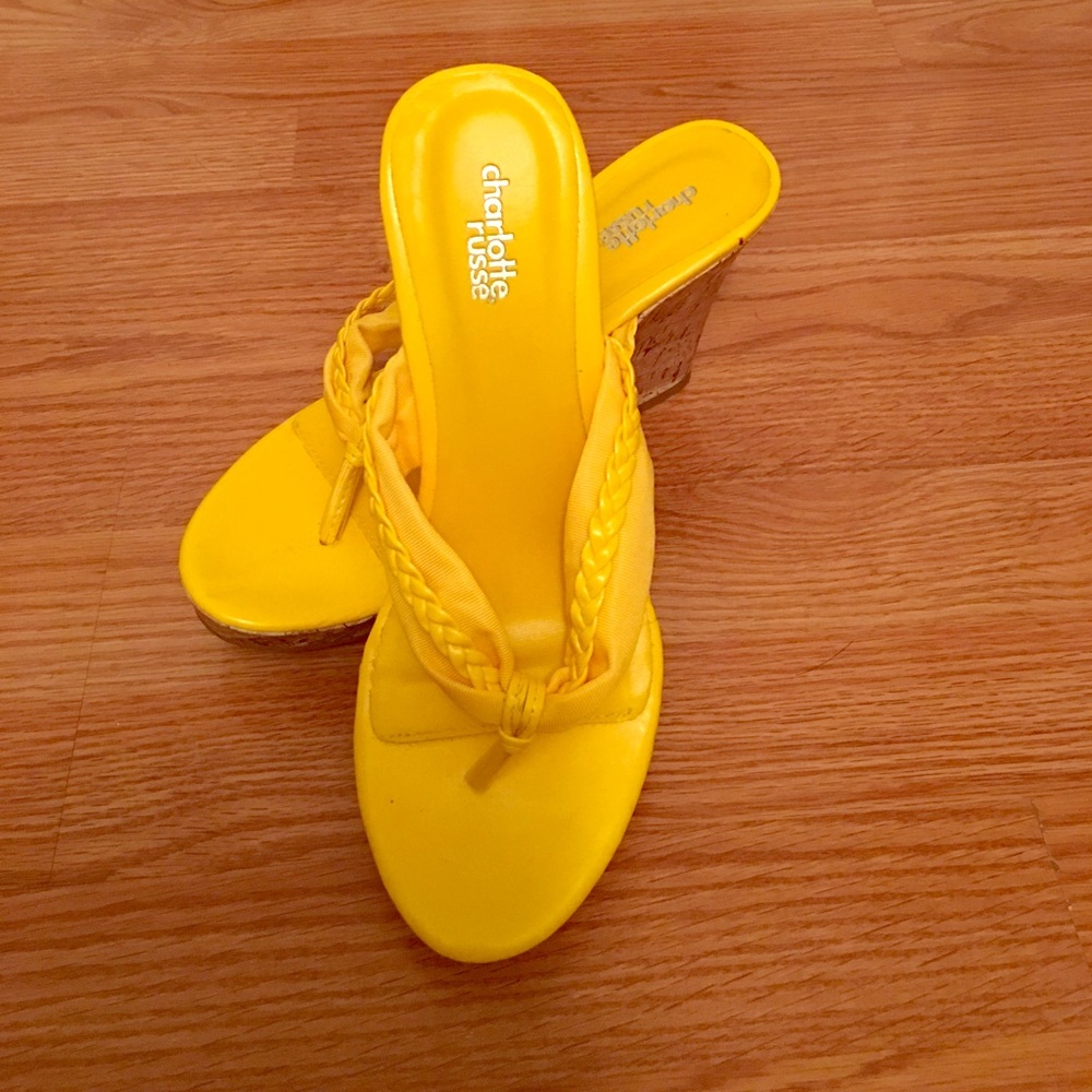 Yellow wedge shoes