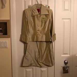 Pale olive long skirt and jacket