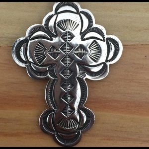 Sterling silver stamped cross pendant