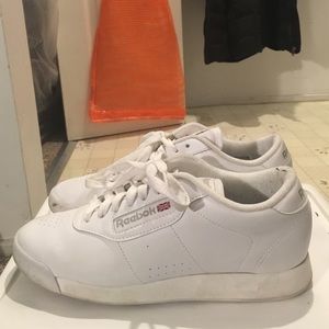 very clean and gently worn WHITE REEBOK sneakers