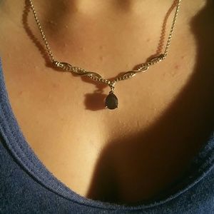 Lab created striling silver and saphire necklace.