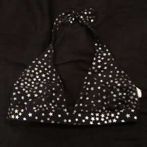 Black and silver star bikini top