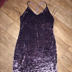 Purple crushed velvet bodycon dress