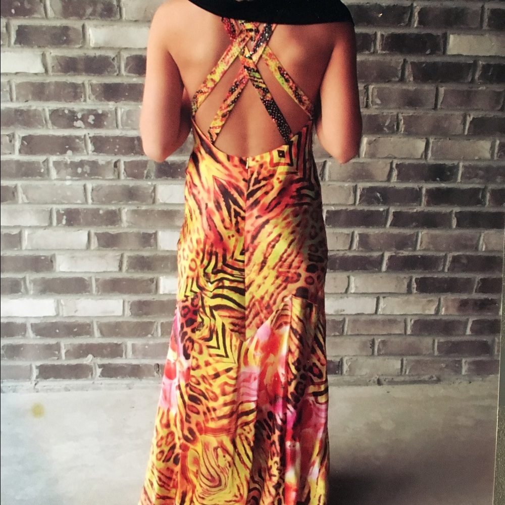 Rainbow mixed print dress