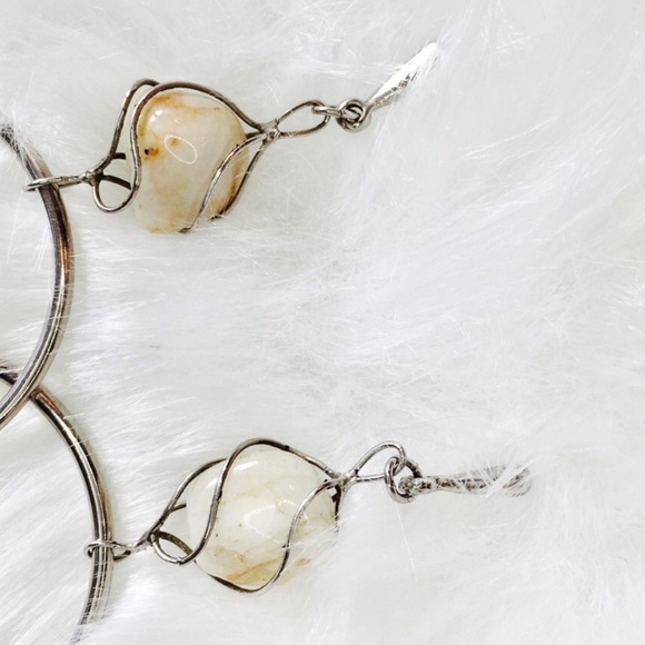 . {CRESCENT} Rock-stud solid Sterling hoops - Picture 7 of 8