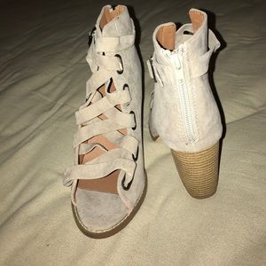 Tan Chunky Heel Booties