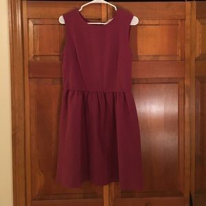 Berry color sleeveless above knee length dress