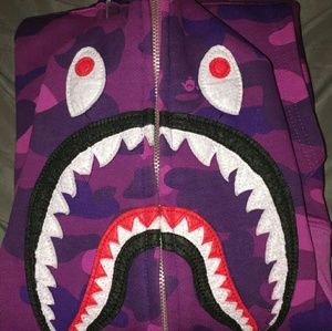 Bape Purple Camo Shark Hoody Size Med