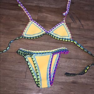 Crochet neoprene bikini top and bottom