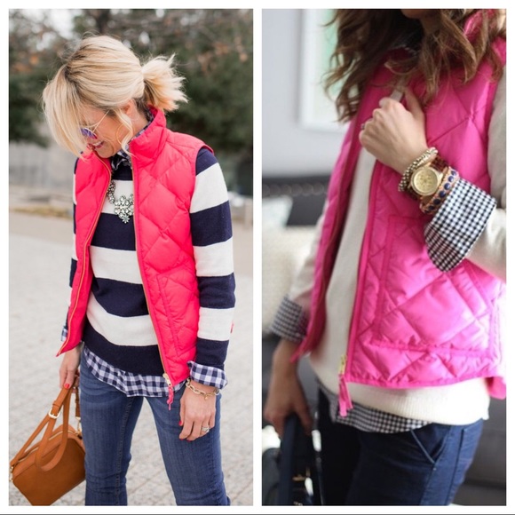J. Crew Jackets & Blazers - J. Crew quilted puffer vest in coral - NWT!