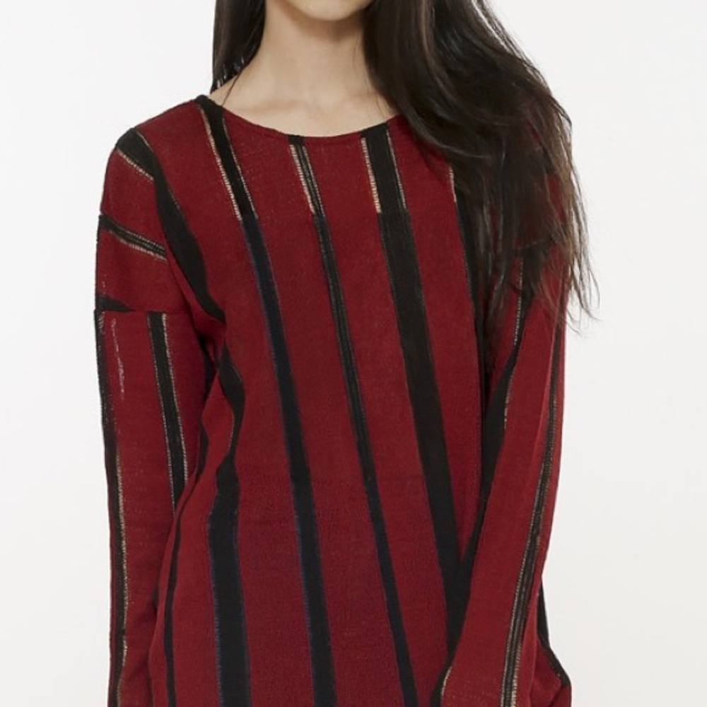 Very J Striped Lightweight Knit Pullover Sweater