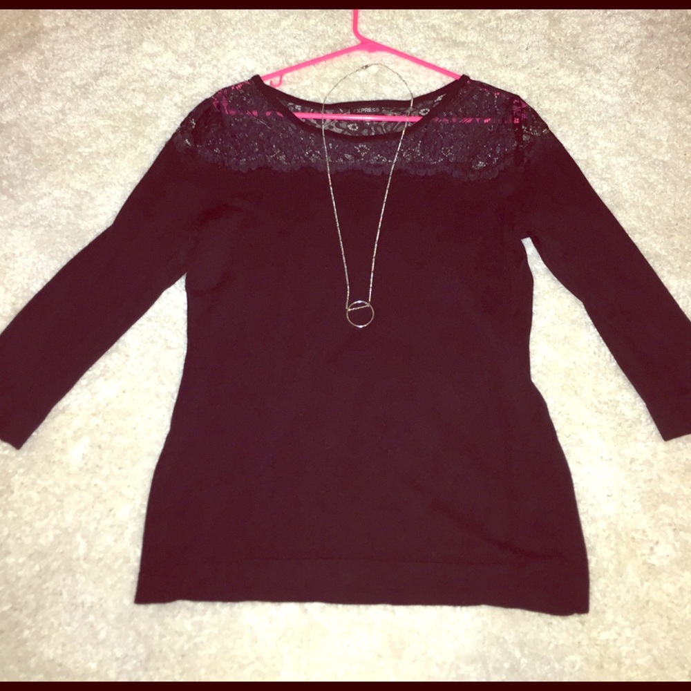 Express lace top pullover sweater