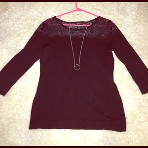 Express lace top pullover sweater
