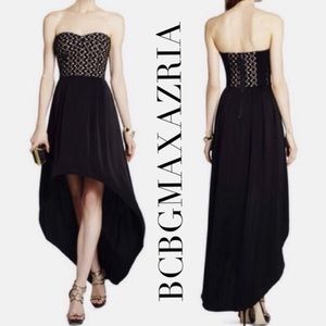 BCBGmaxazria black nude bustier dress