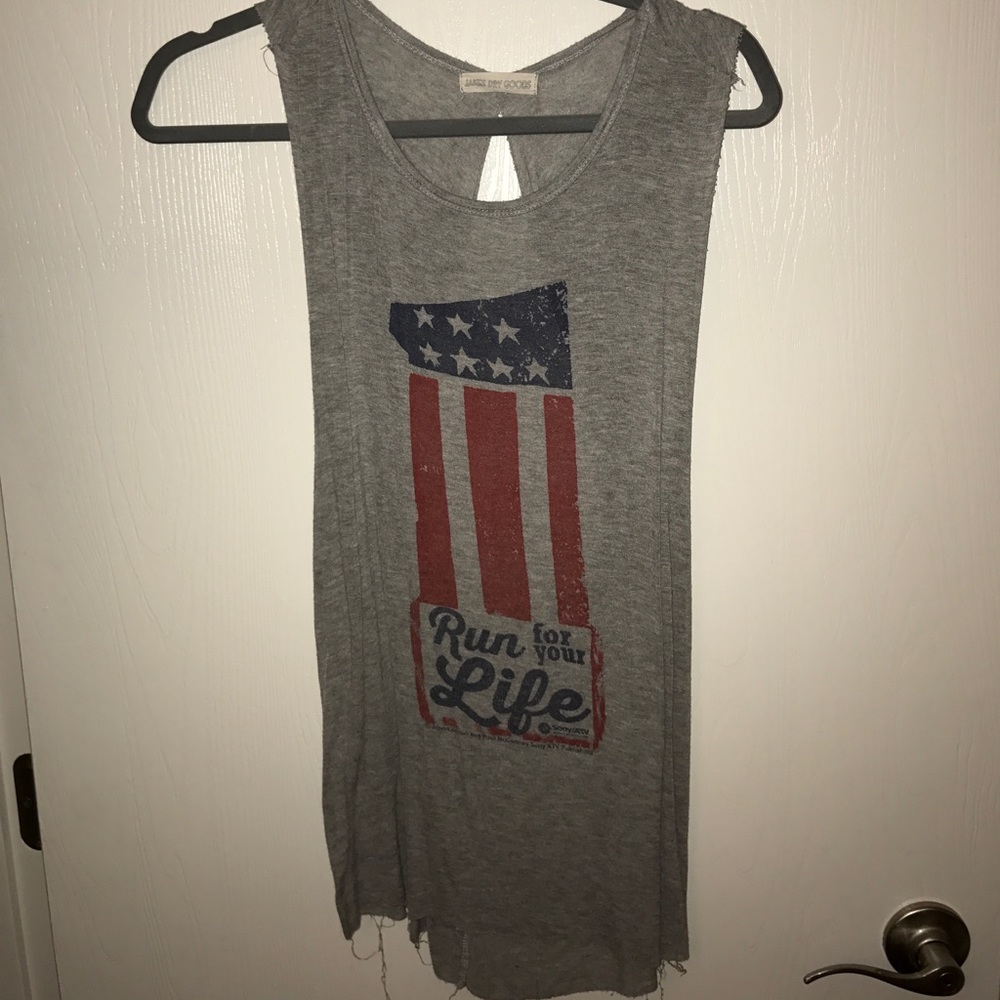 Gray tank with open back