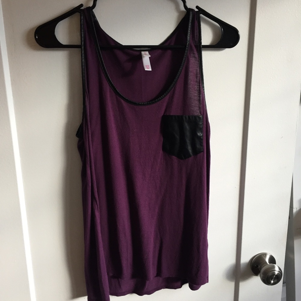 Pleather Trimmed Purple Tank