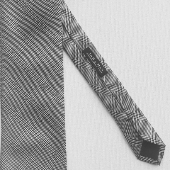 Zara Man" Plaid Houndstooth Tie - Picture 3 of 4