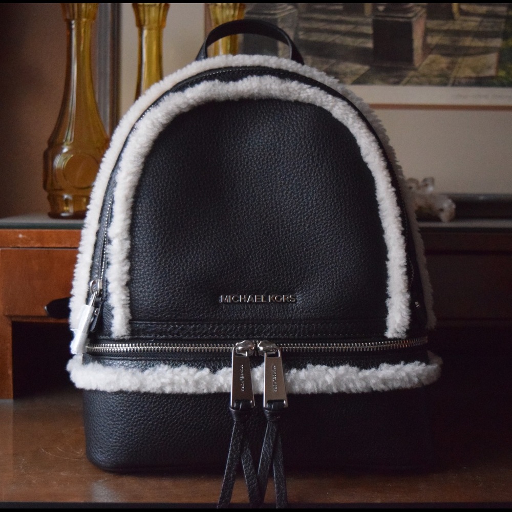 Micheal Kors Leather Shearling Rhea Backpack - NEW
