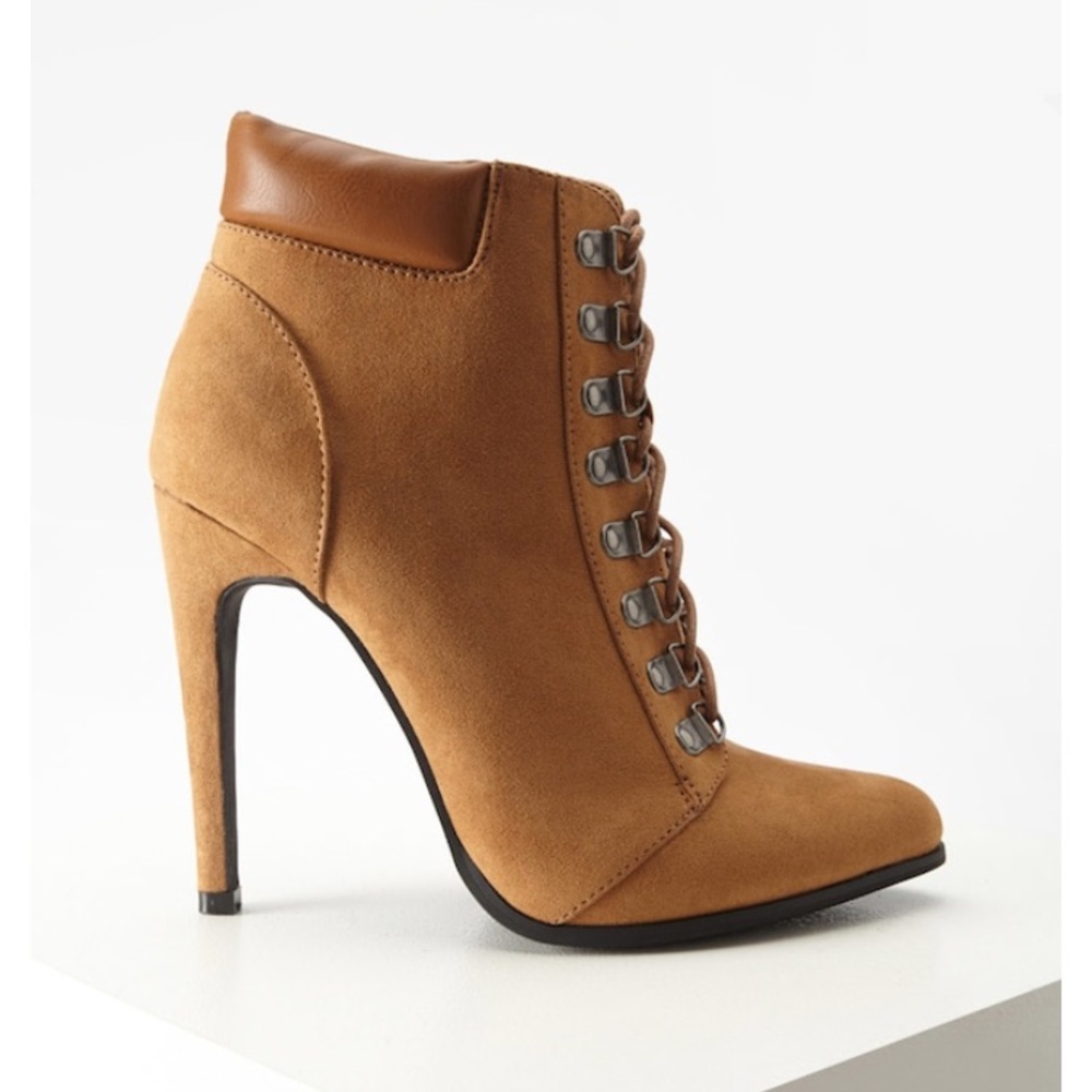 Forever 21 Faux Suede Lace-Up Booties