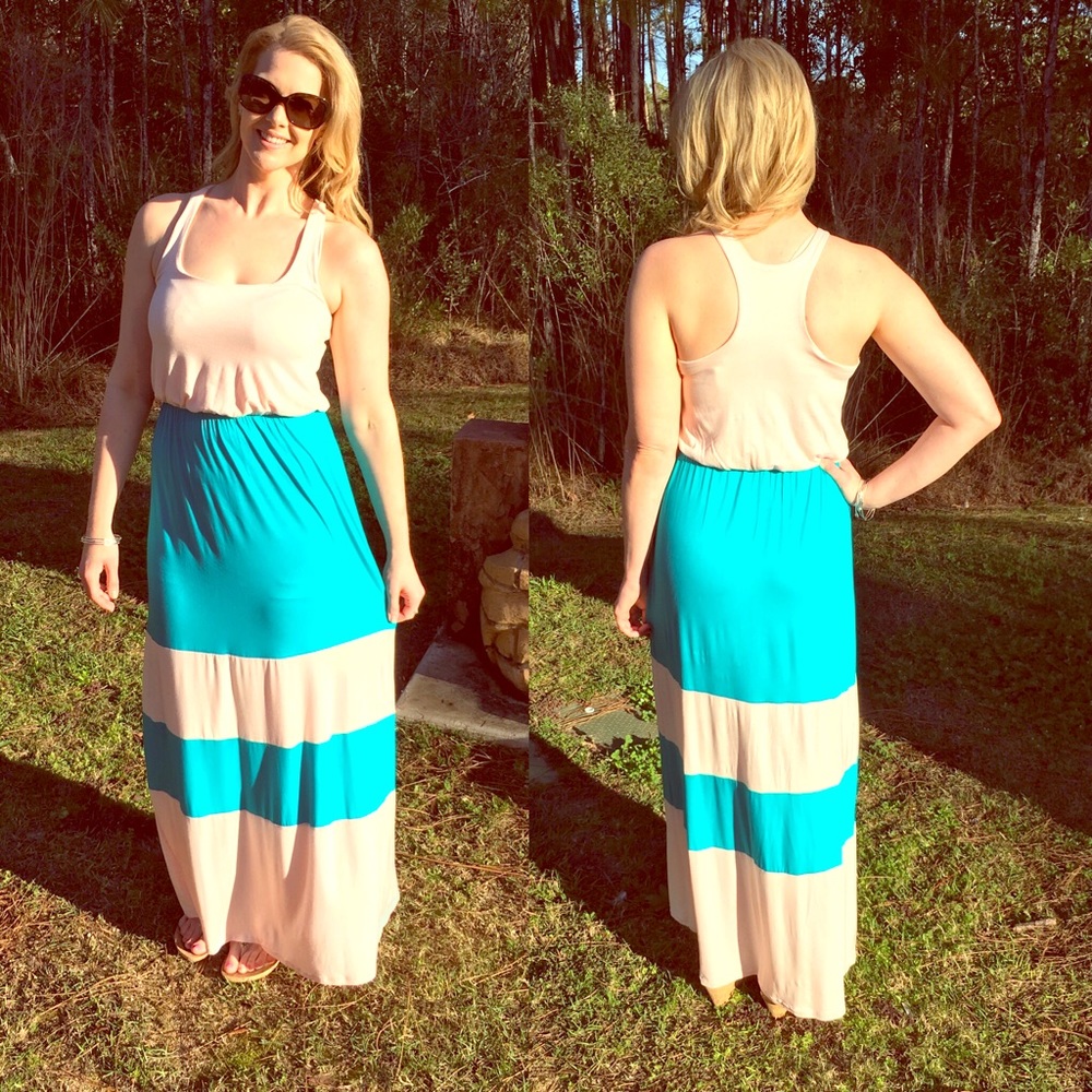 Blush & Mint Colorblock Maxi Dress🌷