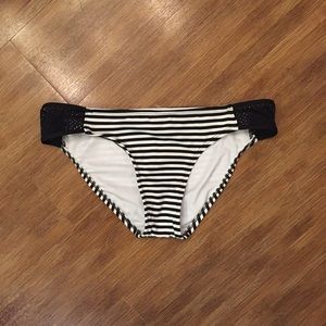 NWT Striped Bikini Bottom with Mesh Details