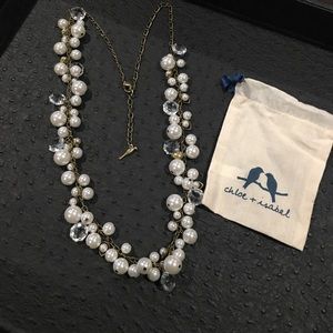 Pearl + Crystal drops long necklace